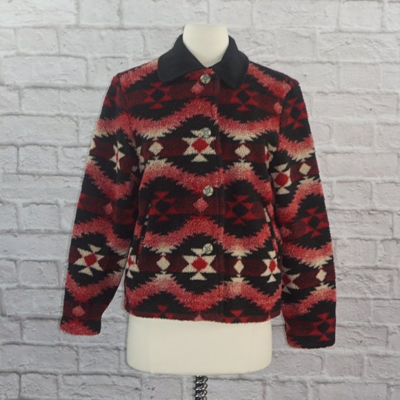 Vintage 90s Southwestern Sherpa Jacket - Picture 1 of 8